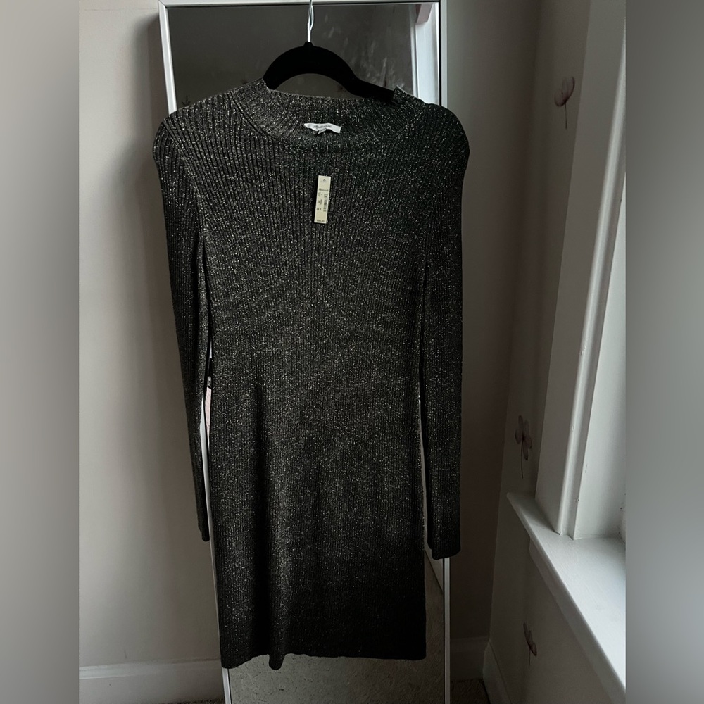 Madewell Gray Long Sleeve Mock Neck Sheath Dress
